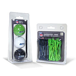 Team Golf NFL Seattle Seahawks Logo Imprinted Golf Balls (3 Count) & 2-3/4" Regulation Golf Tees (50 Count), Multi Colored
