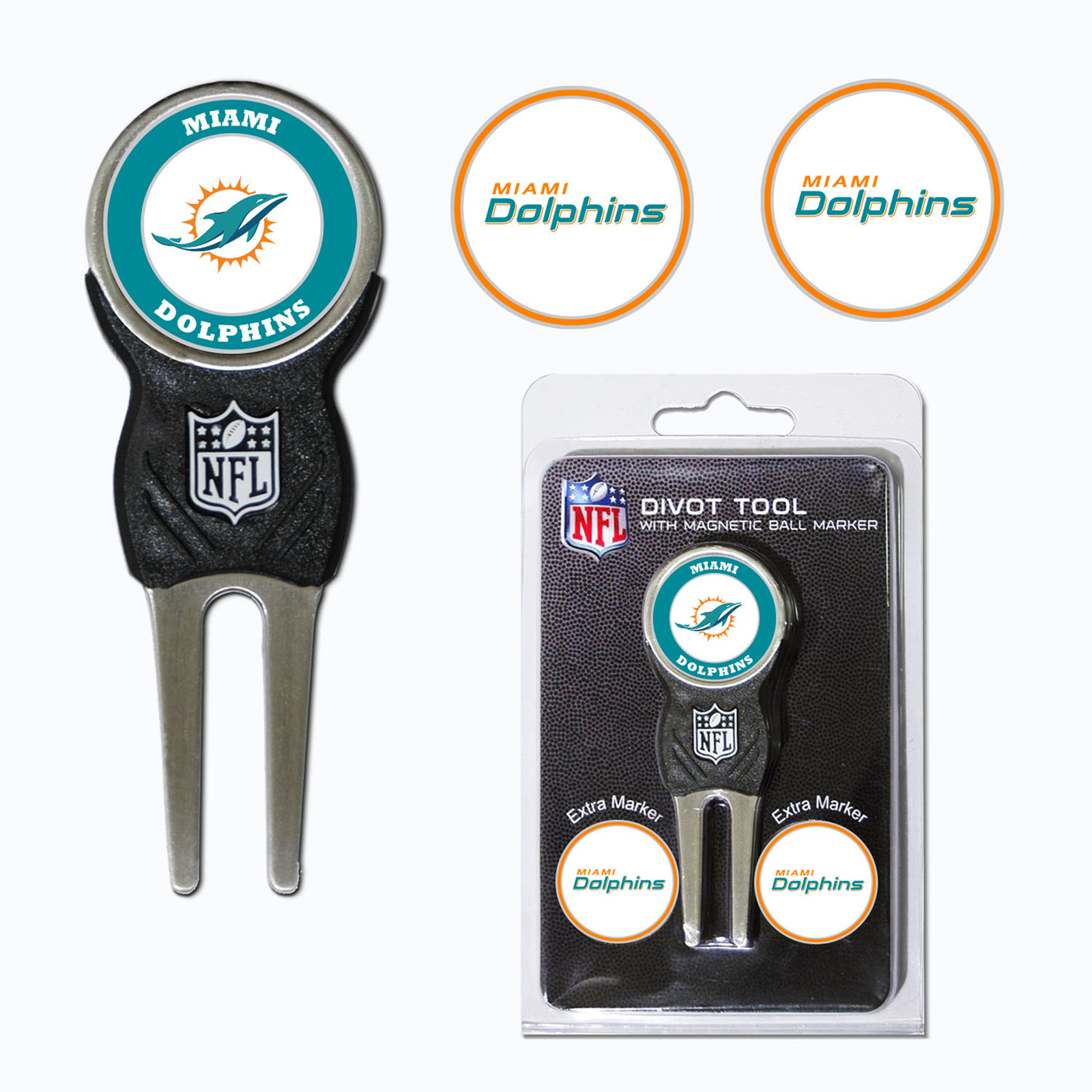 Team Golf Miami Dolphins Divot Tool Pack with Signature Tool