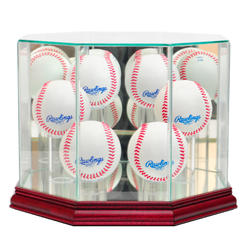 Perfect Cases 6BSB-C Octagon 6 Baseball Display Case- Cherry
