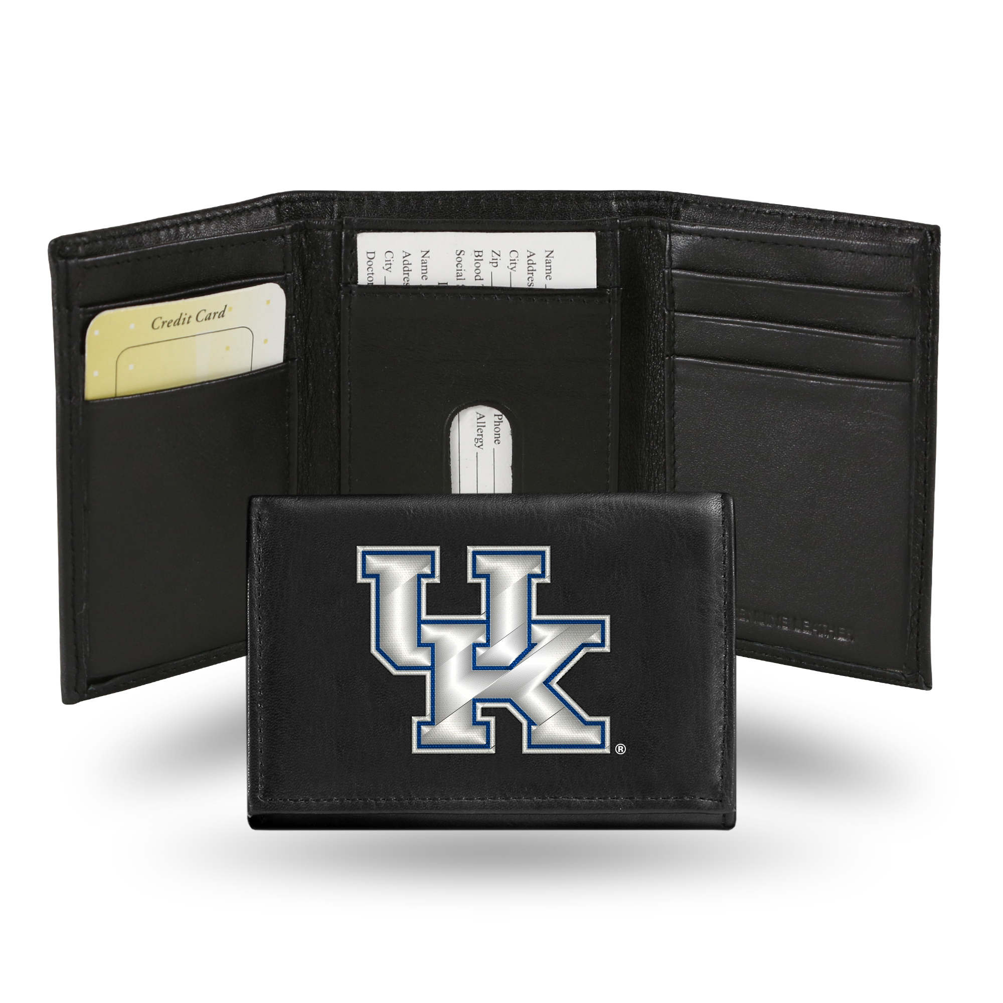 Rico Kentucky Wildcats Men's Black Leather Tri-fold Wallet