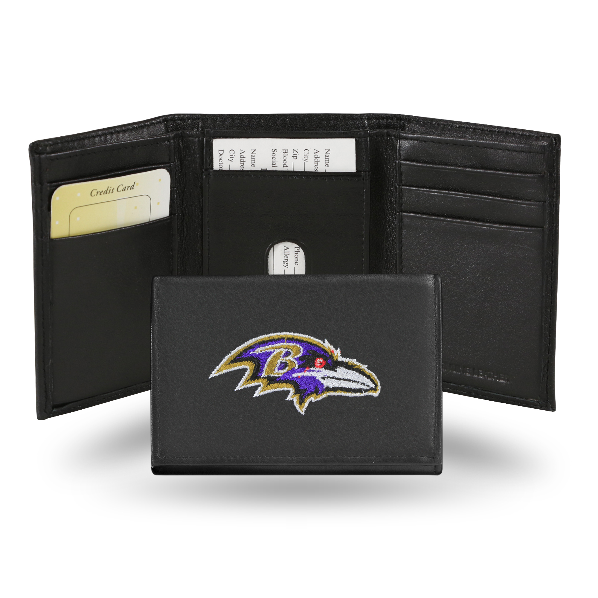 Rico Baltimore Ravens Men's Black Leather Tri-fold Wallet