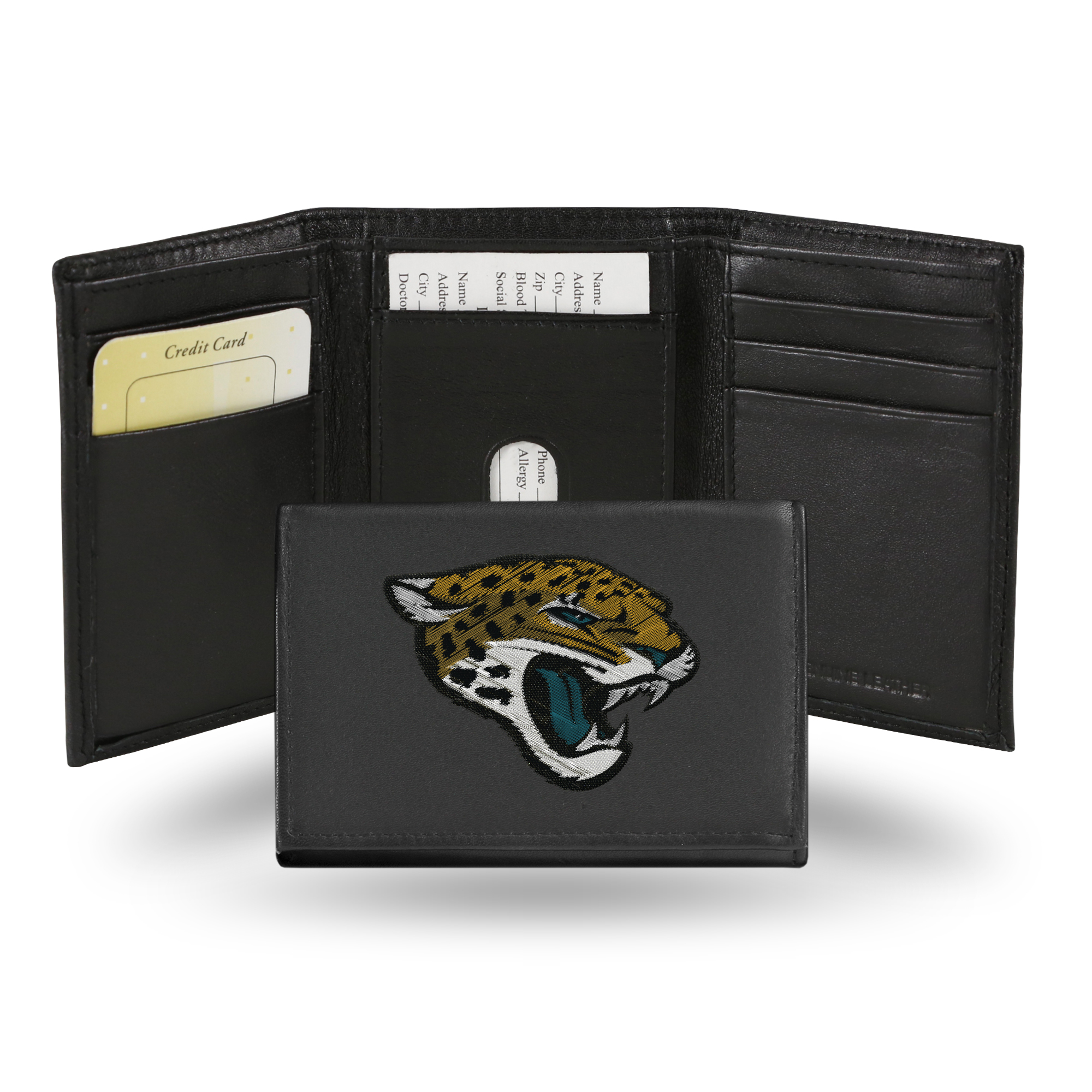 Rico Jacksonville Jaguars Men's Black Leather Tri-fold Wallet