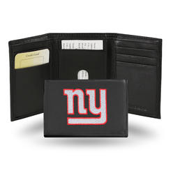 Rico Wilson Rico Sporting Goods 138675 New York Giants Men&'s Black Leather Tri-fold Wallet