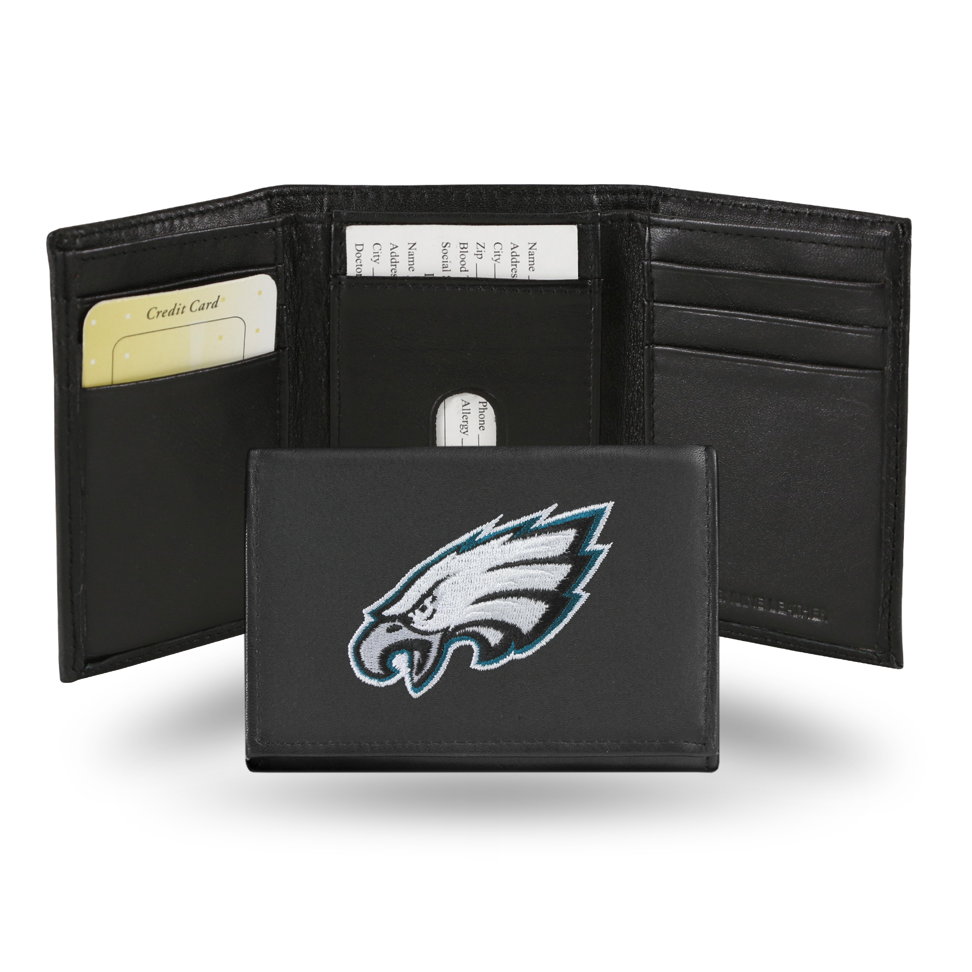 Rico Philadelphia Eagles Men's Black Leather Tri-fold Wallet