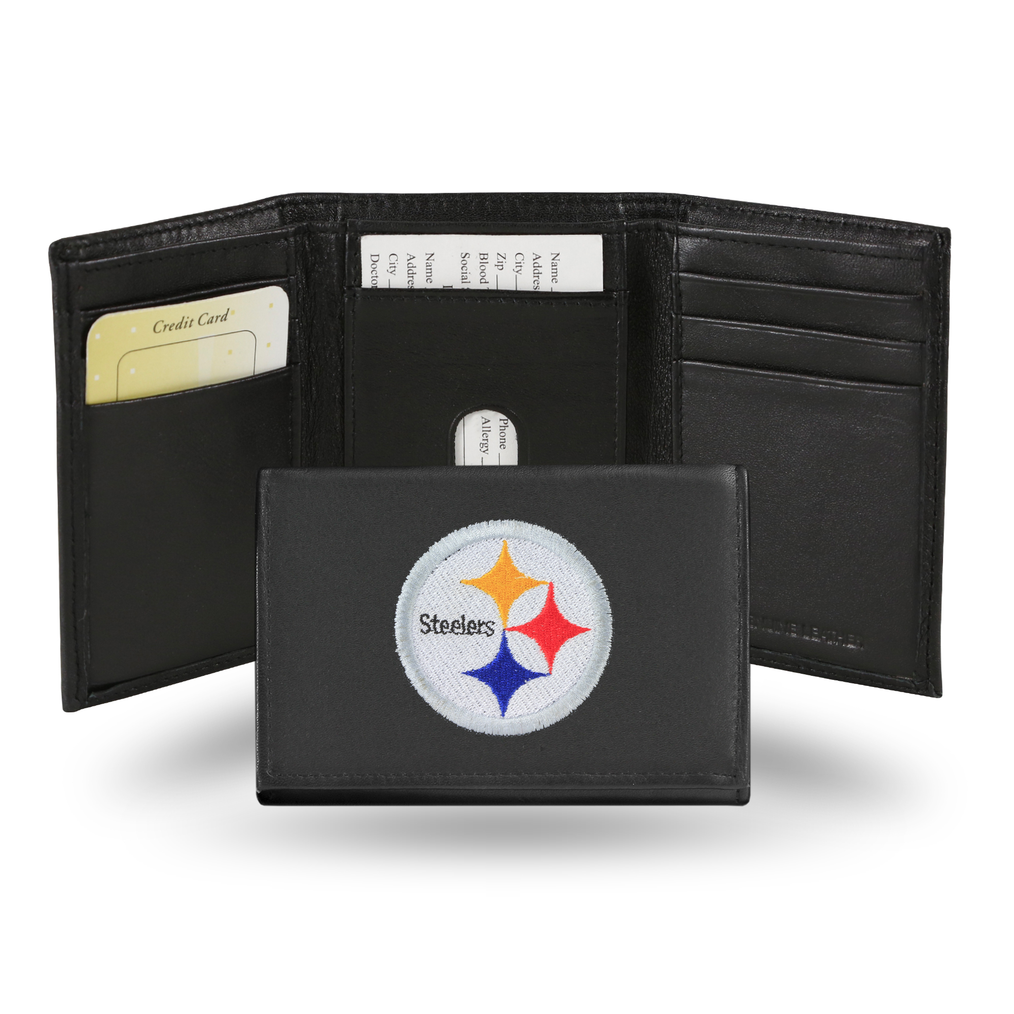 Rico Pittsburgh Steelers Men's Black Leather Tri-fold Wallet