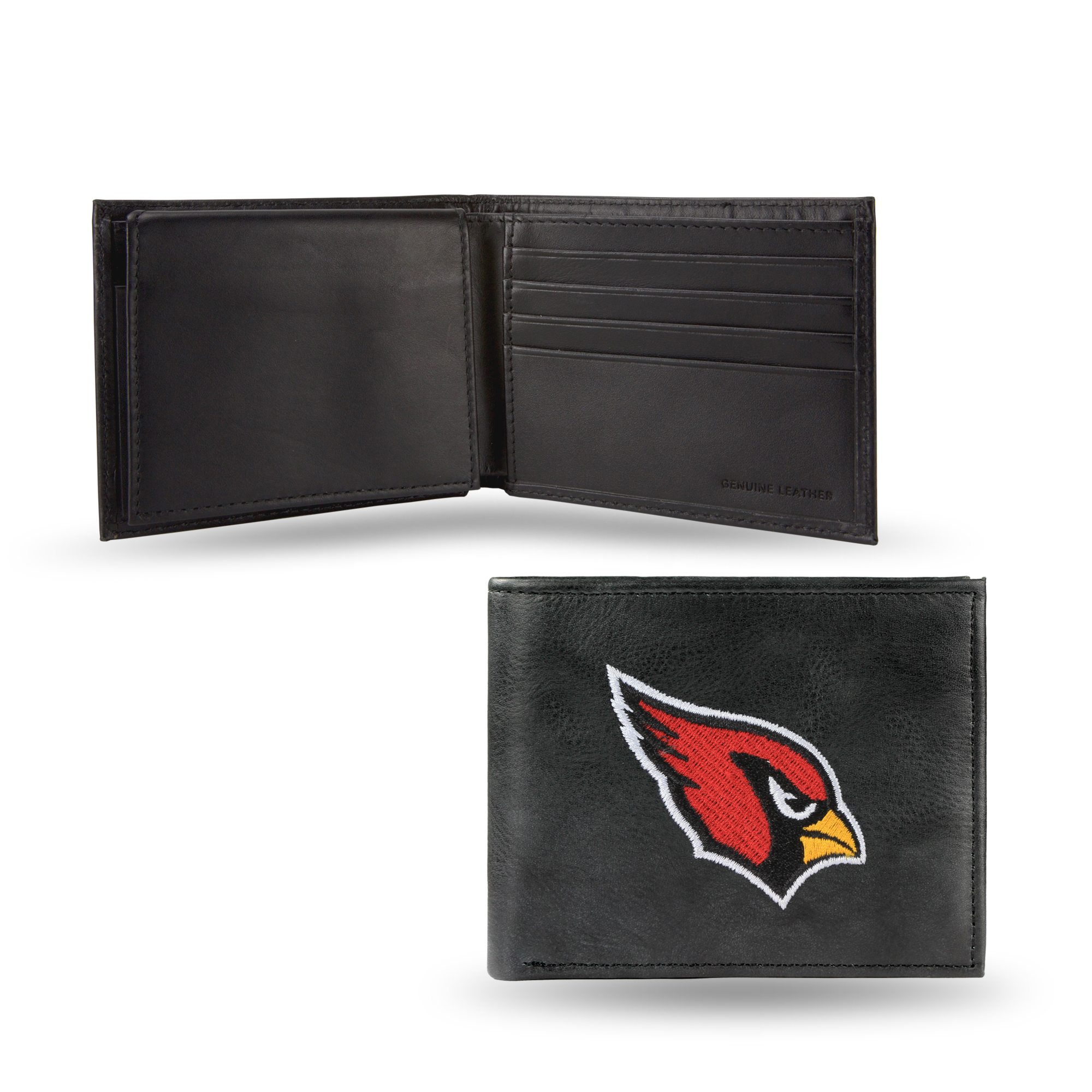 Rico Arizona Cardinals Men's Black Leather Bi-fold Wallet