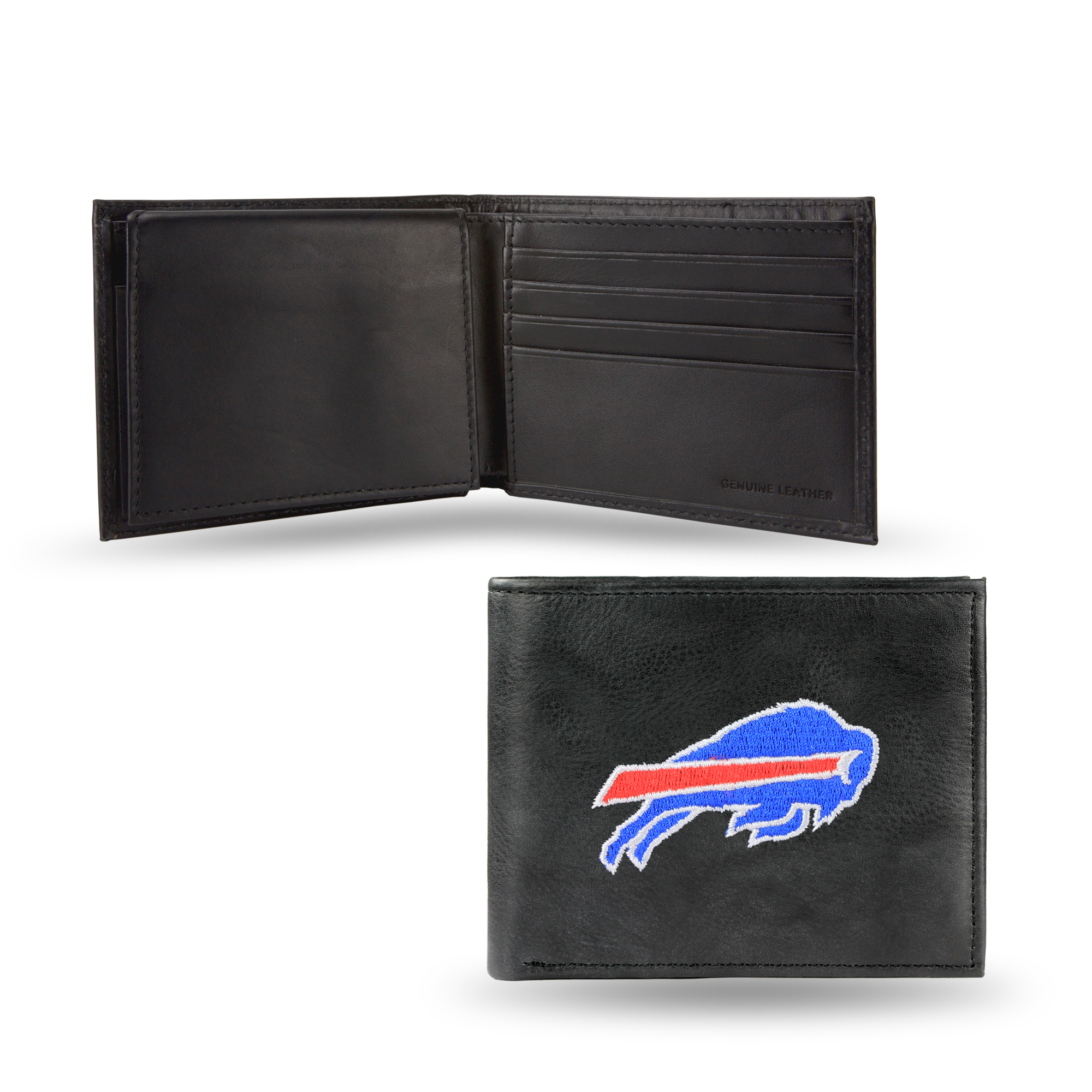 Rico Buffalo Bills Men's Black Leather Bi-fold Wallet
