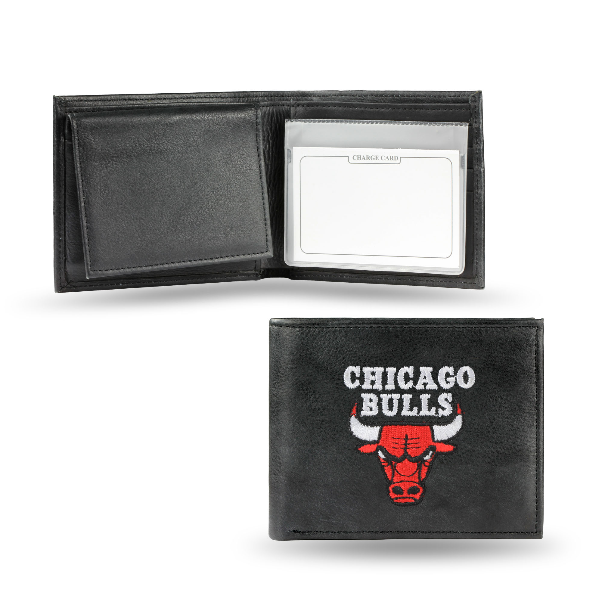 Rico Chicago Bulls Men's Black Leather Bi-fold Wallet