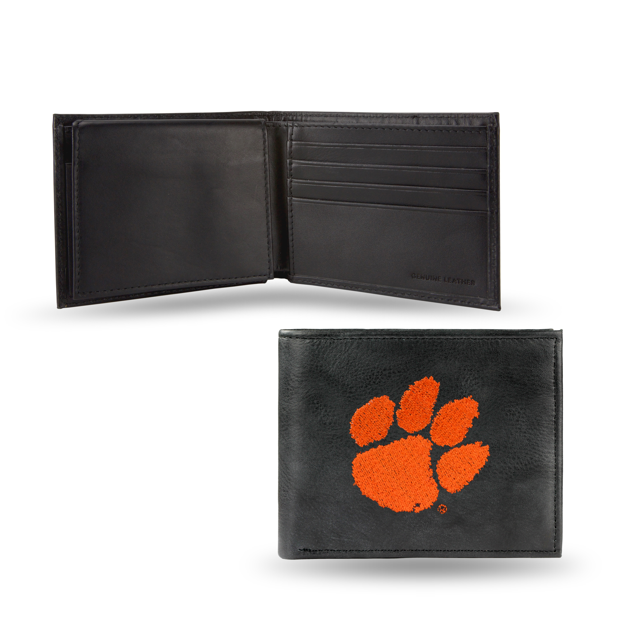 Rico Clemson Tigers Men's Black Leather Bi-fold Wallet