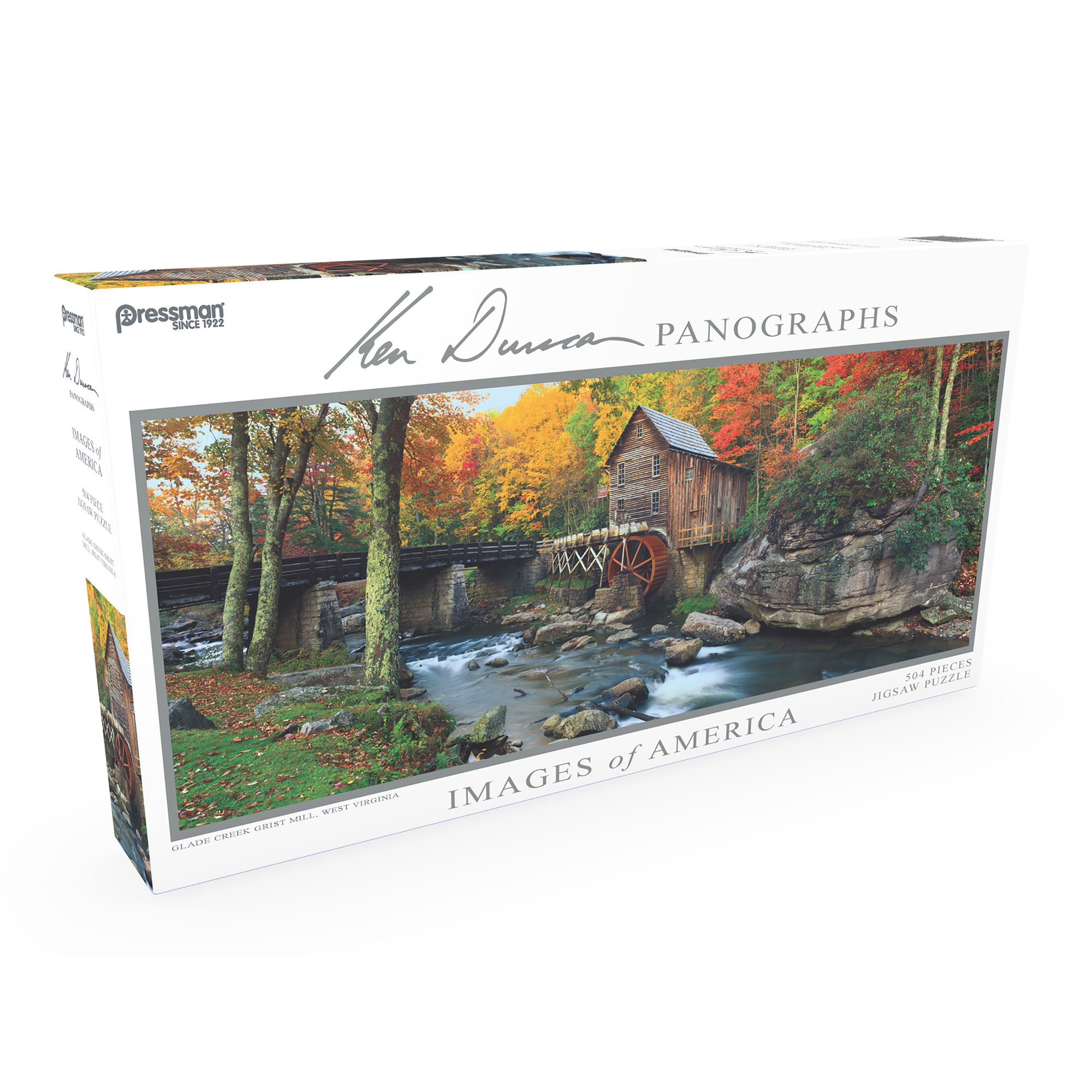 Pressman Toy Images of America 504 Piece Panoramic Puzzle, Glade Creek Grist Mill