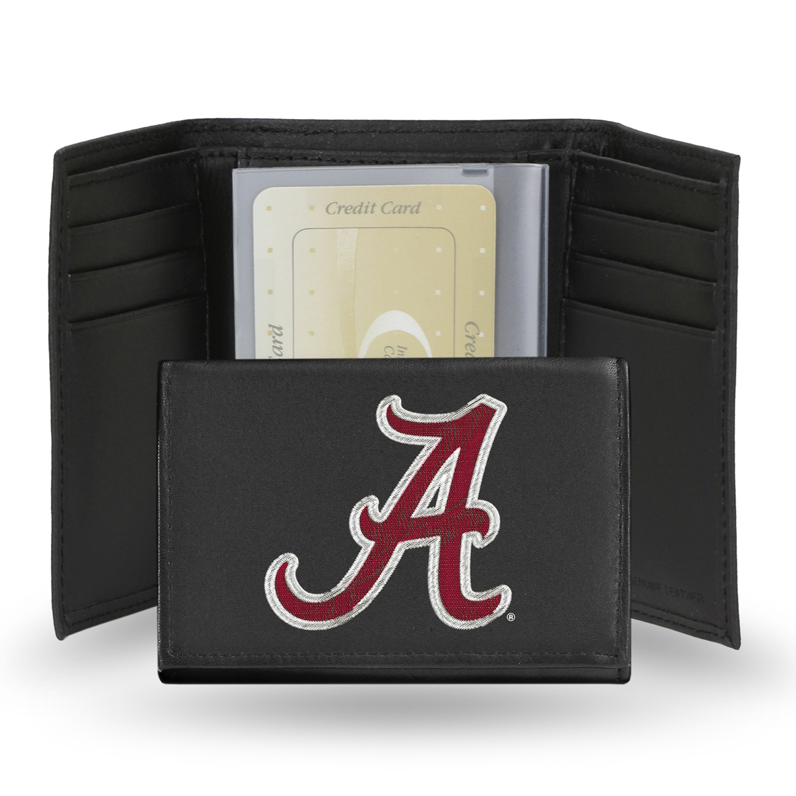 Rico Alabama Crimson Tide Men's Black Leather Tri-fold Wallet