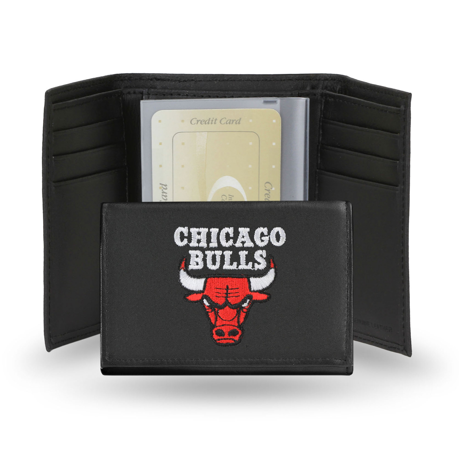 Rico Chicago Bulls Men's Black Leather Tri-fold Wallet