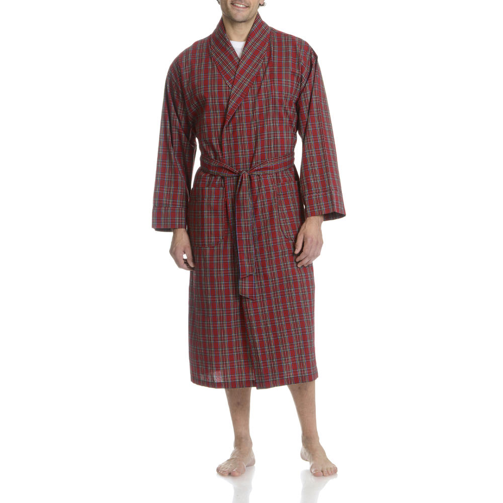 Hanes Men's Plaid Woven Broadcloth Robe - Online Exclusive