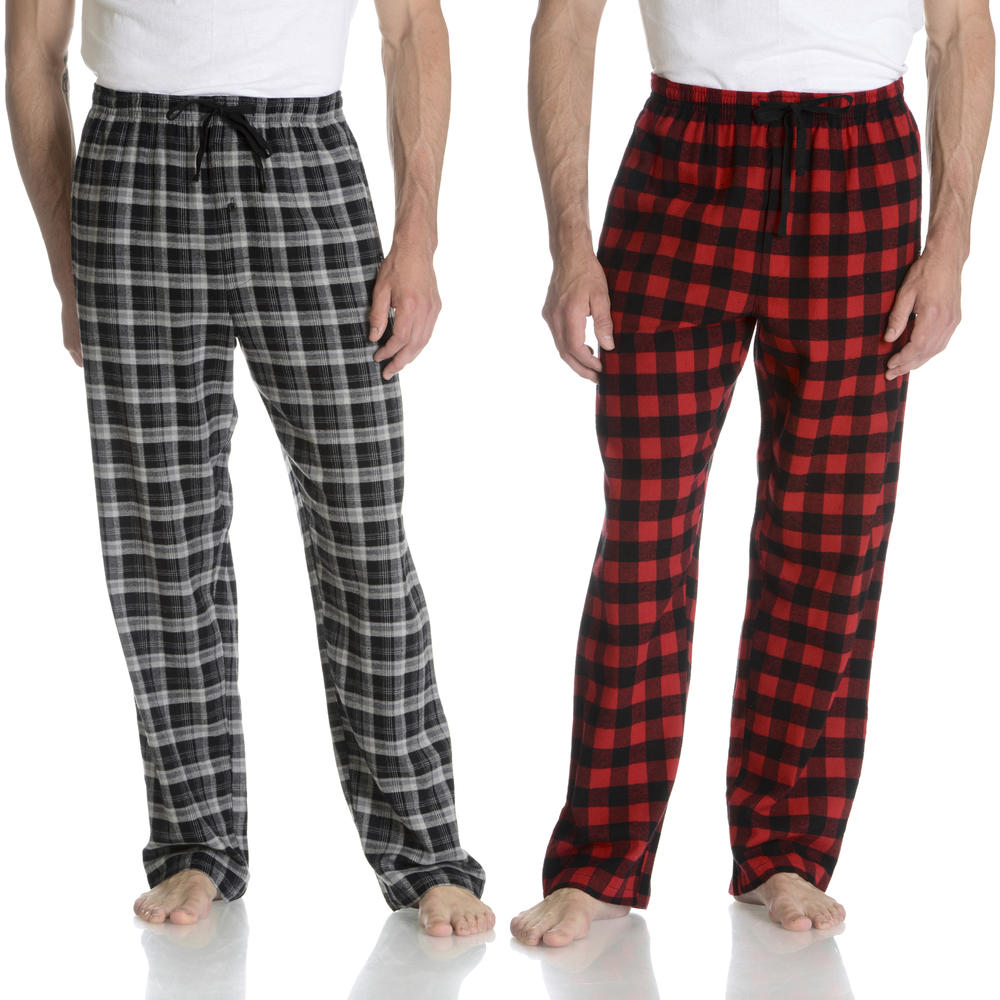 Hanes Men's Big & Tall 2PK Red/Black Plaid Flannel Pants - Online Exclusive