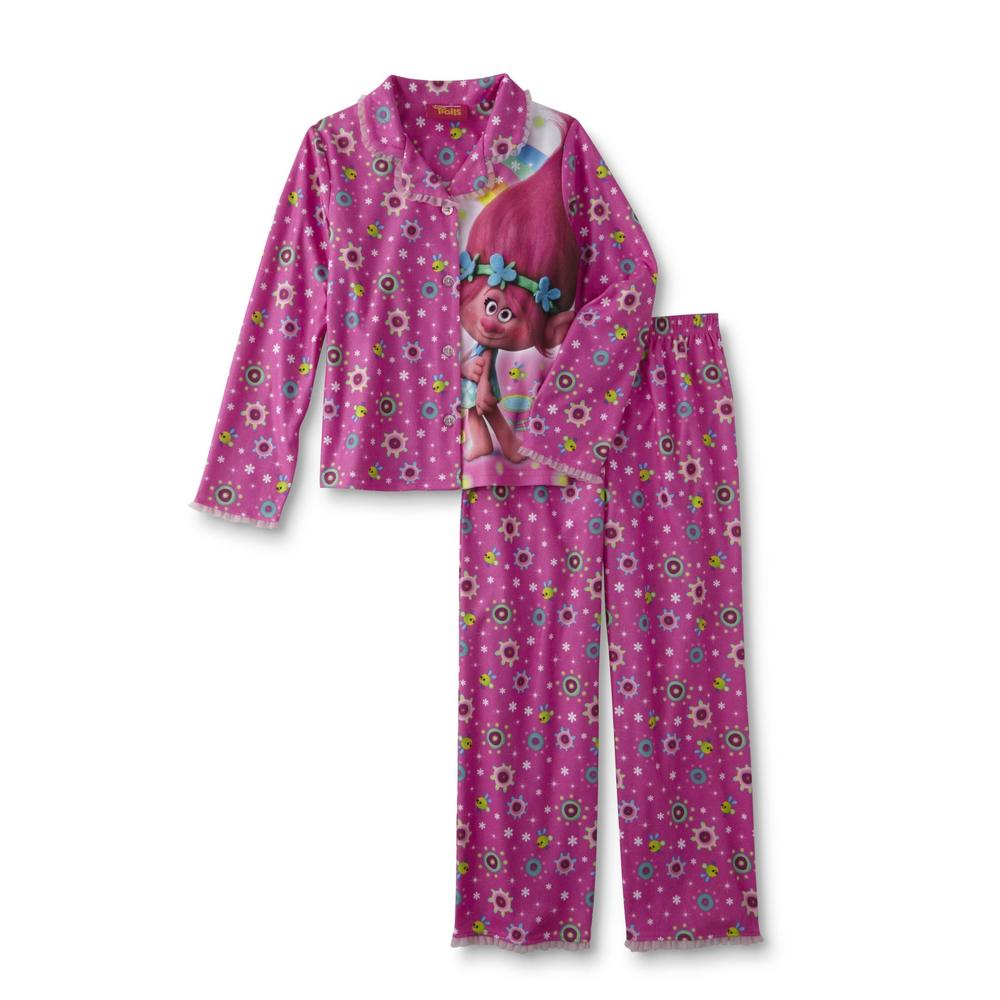 Dreamworks Trolls Girl's Pajama Coat & Pants - Poppy