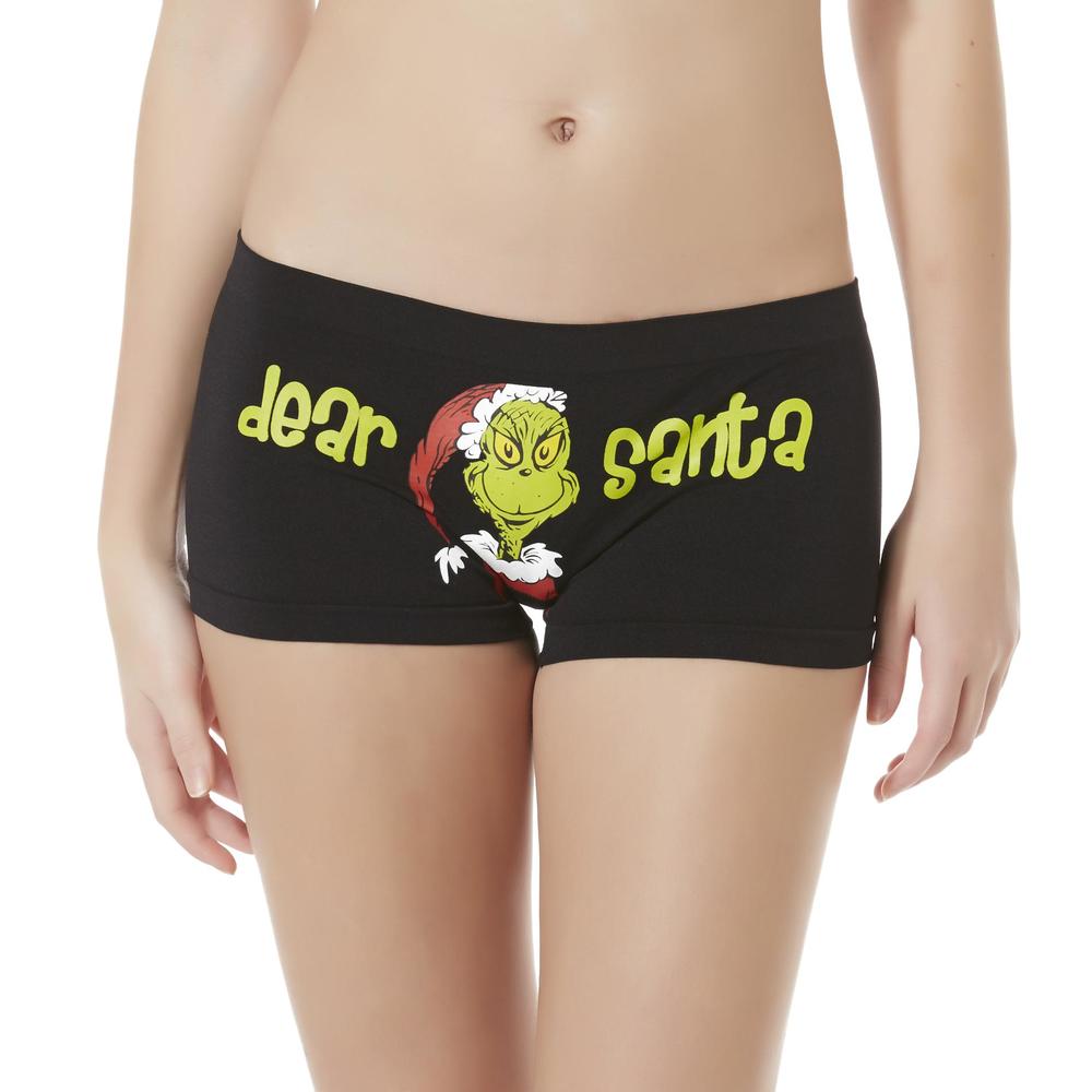 Dr. Seuss Grinch Women's Boy Short Panties - Dear Santa - W365SE