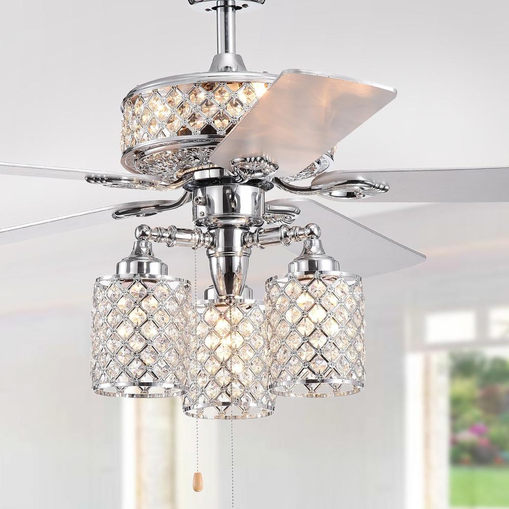 Warehouse of Tiffany CFL-8347CH Silver Orchid Lang 52-inch 5-blade Chrome Lighted Ceiling Fan