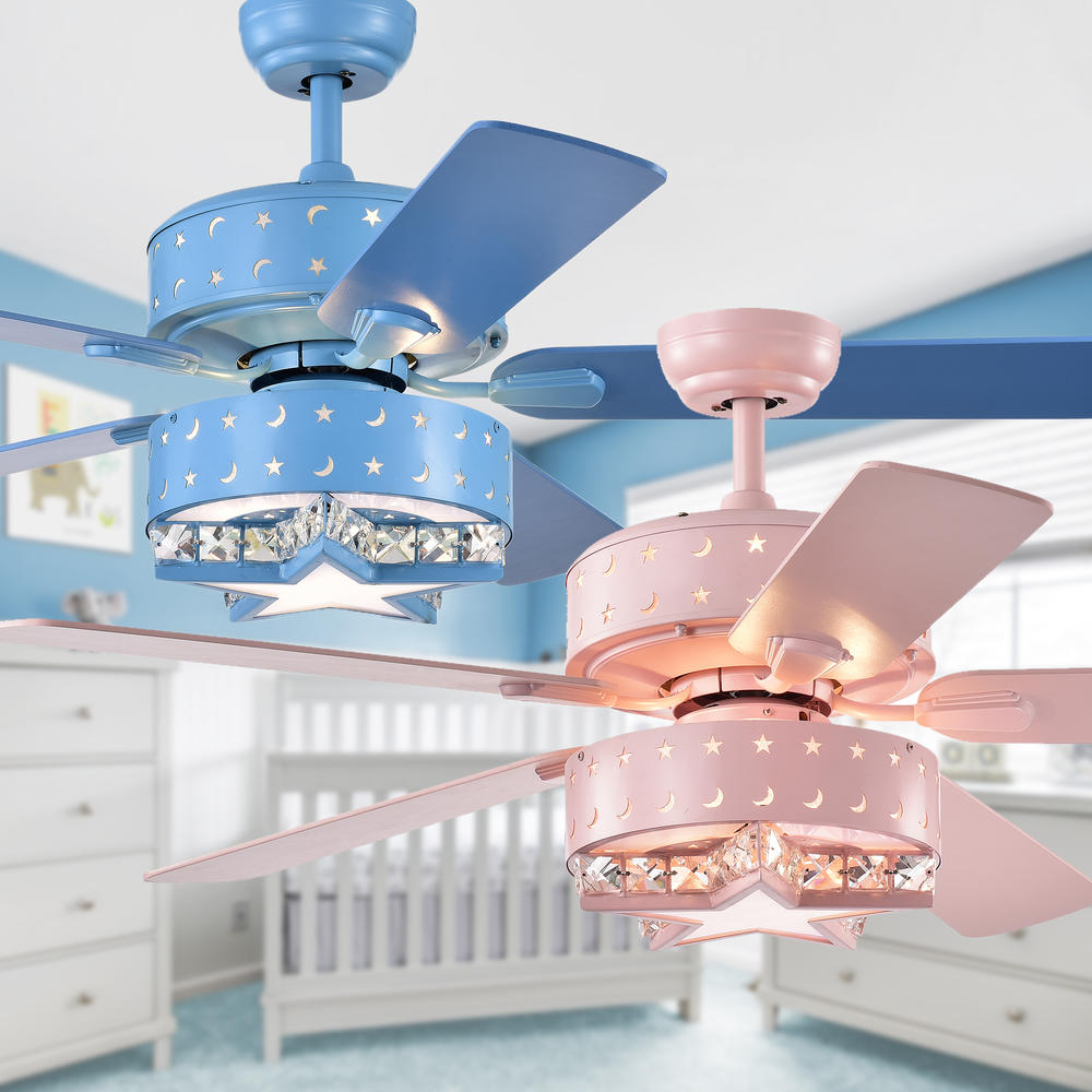 Warehouse of Tiffany CFL-8404REMO/B Funder 52-inch Star & Crescent Childrens Room Lighted Ceiling Fan (includes Remote)
