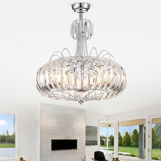 Warehouse Of Tiffany Cfl 8392ch Bellamy Chrome 28 Inch 6 Light
