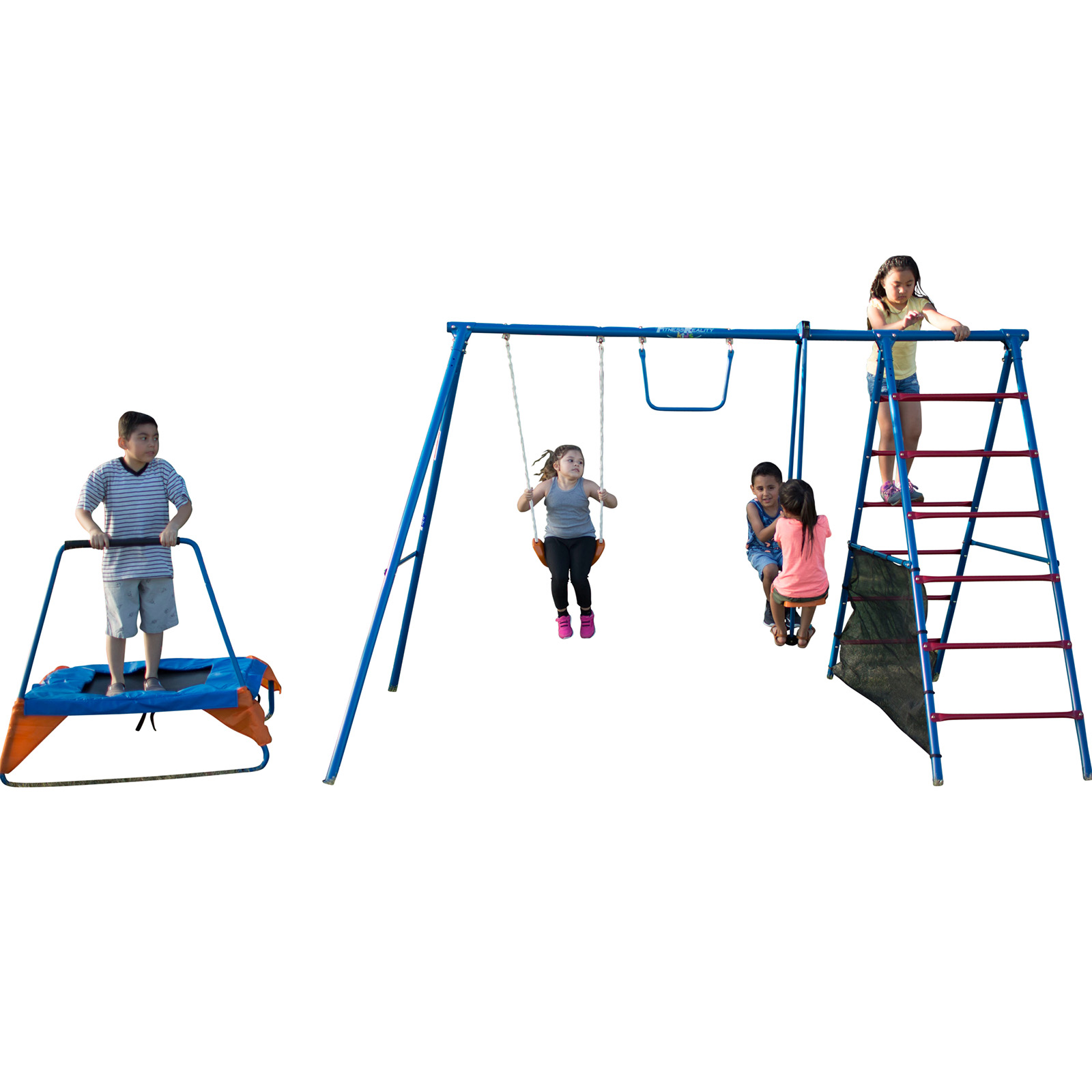 Fitness Reality Kids Fun Series Metal Swing Set with Trampoline and