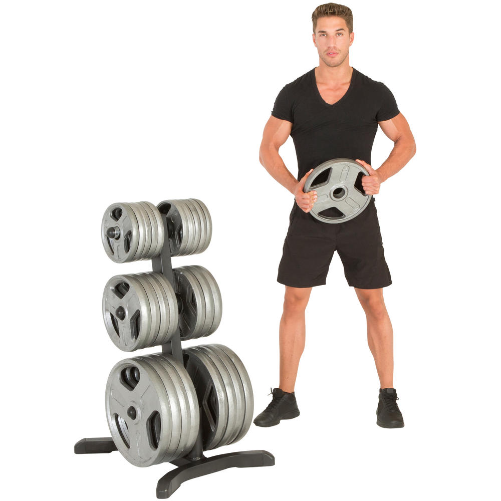 Fitness Reality XClass Olympic Weight Tree/ Plate Rack, Bar Holders