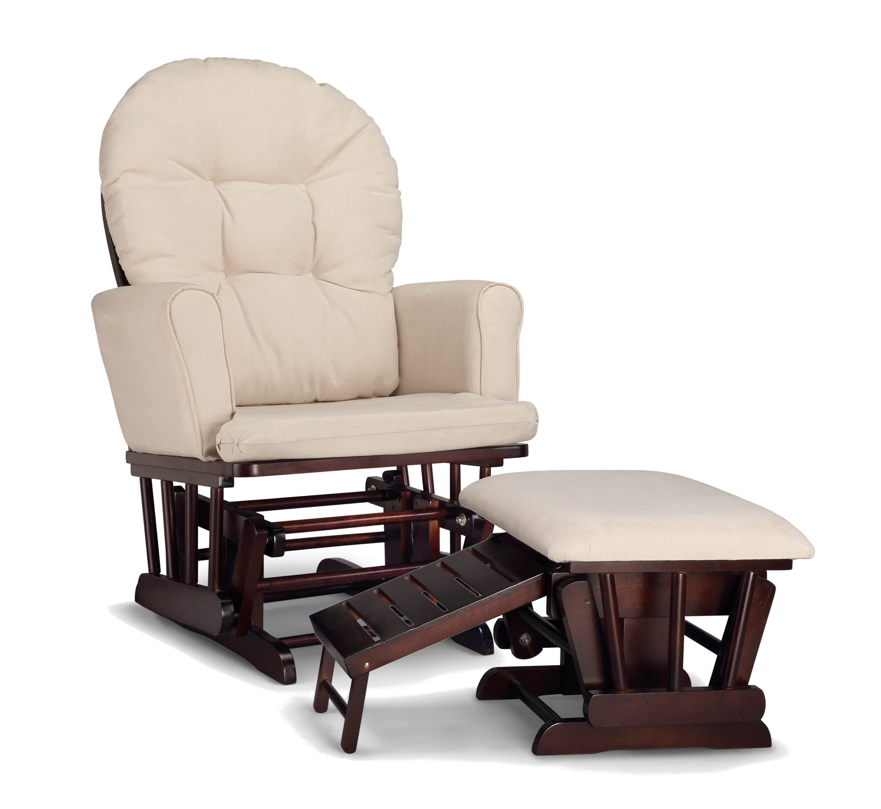 Graco Parker Semi-Upholstered Glider and Nursing Ottoman  Espresso with Beige Cushions