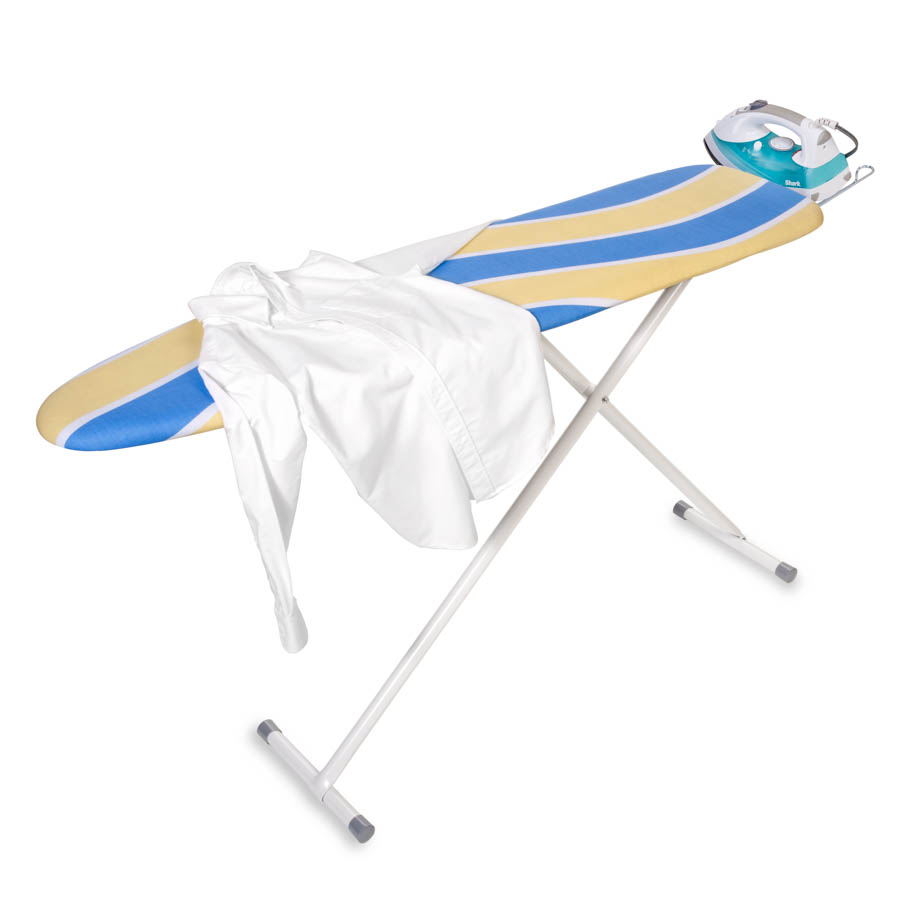 Honey Can Do BRD-01296   ironing board deluxe, blue/yellow stripes