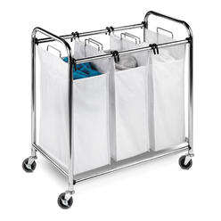 Honey Can Do Honey-Can-Do SRT-01235 Honey-Can-Do Sorting Laundry Cart: 1.4 cu ft Cubic Foot Capacity, 30 3/4 in Overall Lg, White  SRT-01235