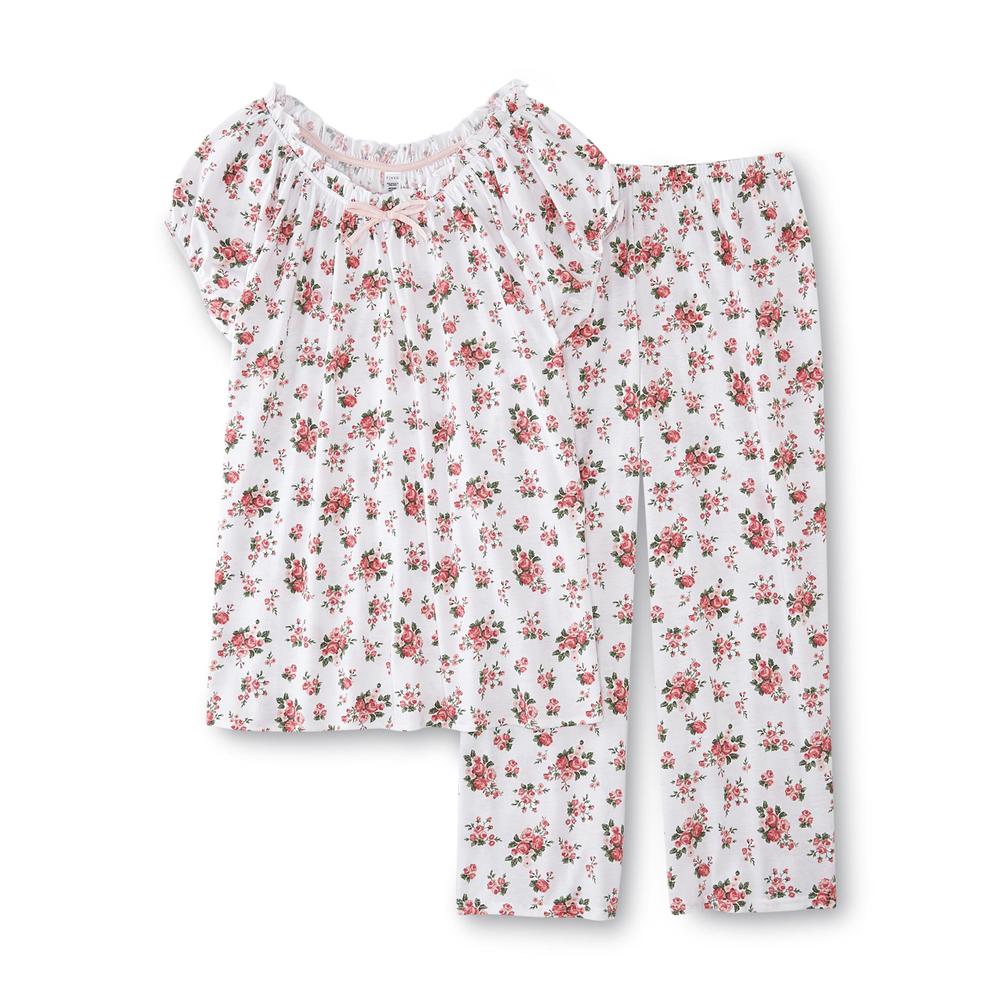 Pink K Women's Pajama Top & Capri Pants - Rose