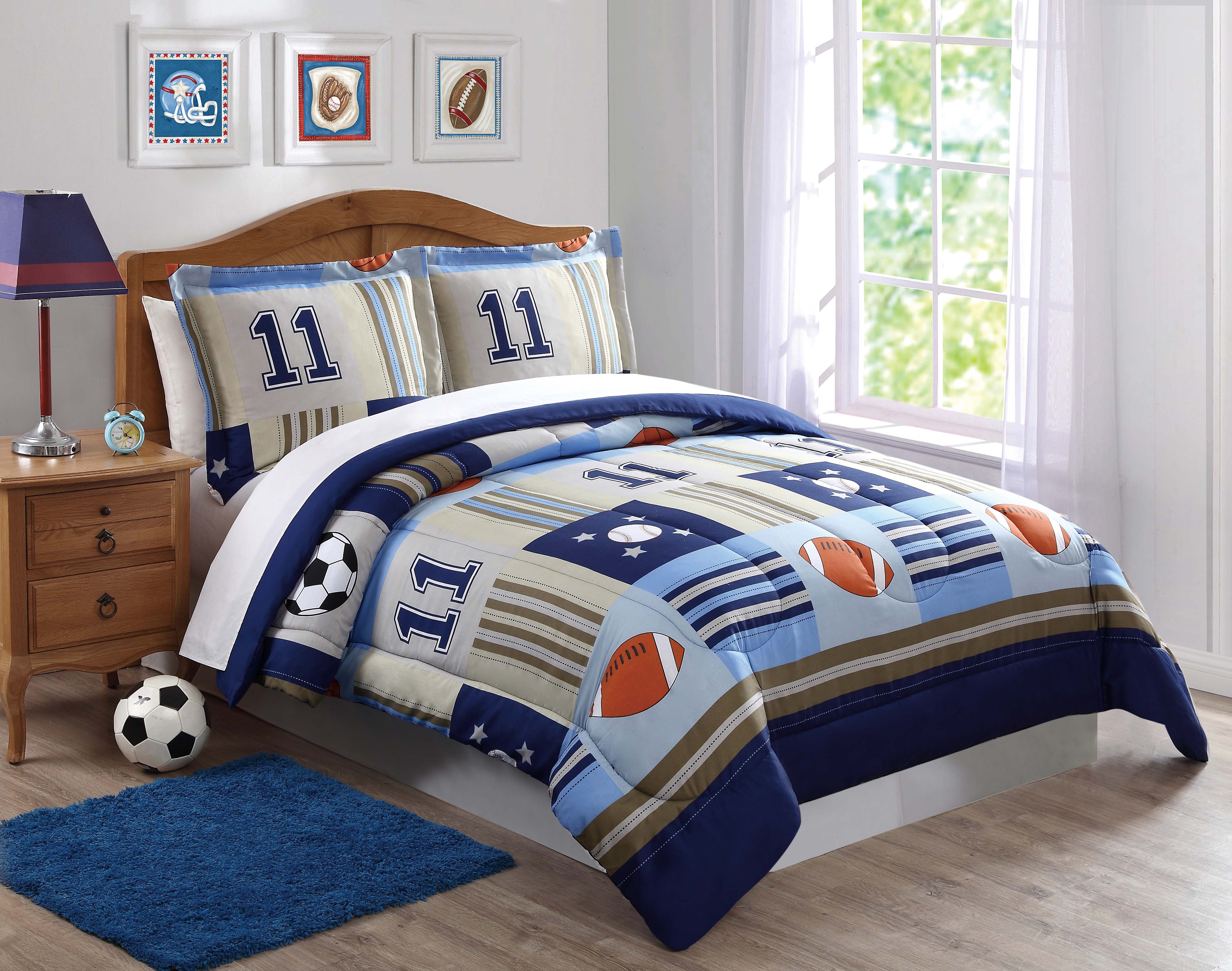 My World Denim and Khaki Sports Comforter Set