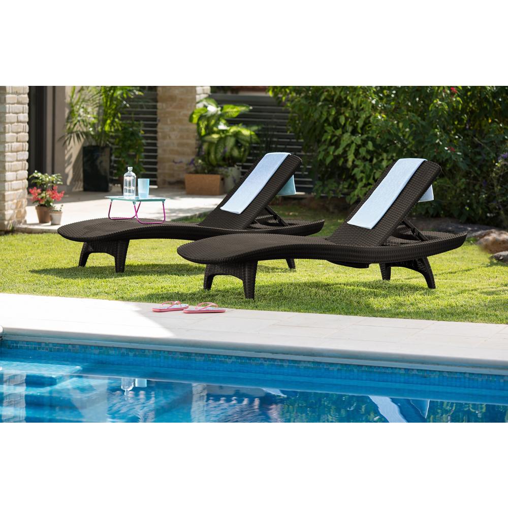 Keter 2-Pack All-weather Adjustable Outdoor Patio Chaise Lounge Furniture, Brown