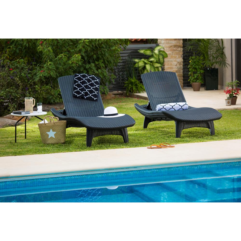 Keter 2-Pack All-weather Adjustable Outdoor Patio Chaise Lounge Furniture, Grey