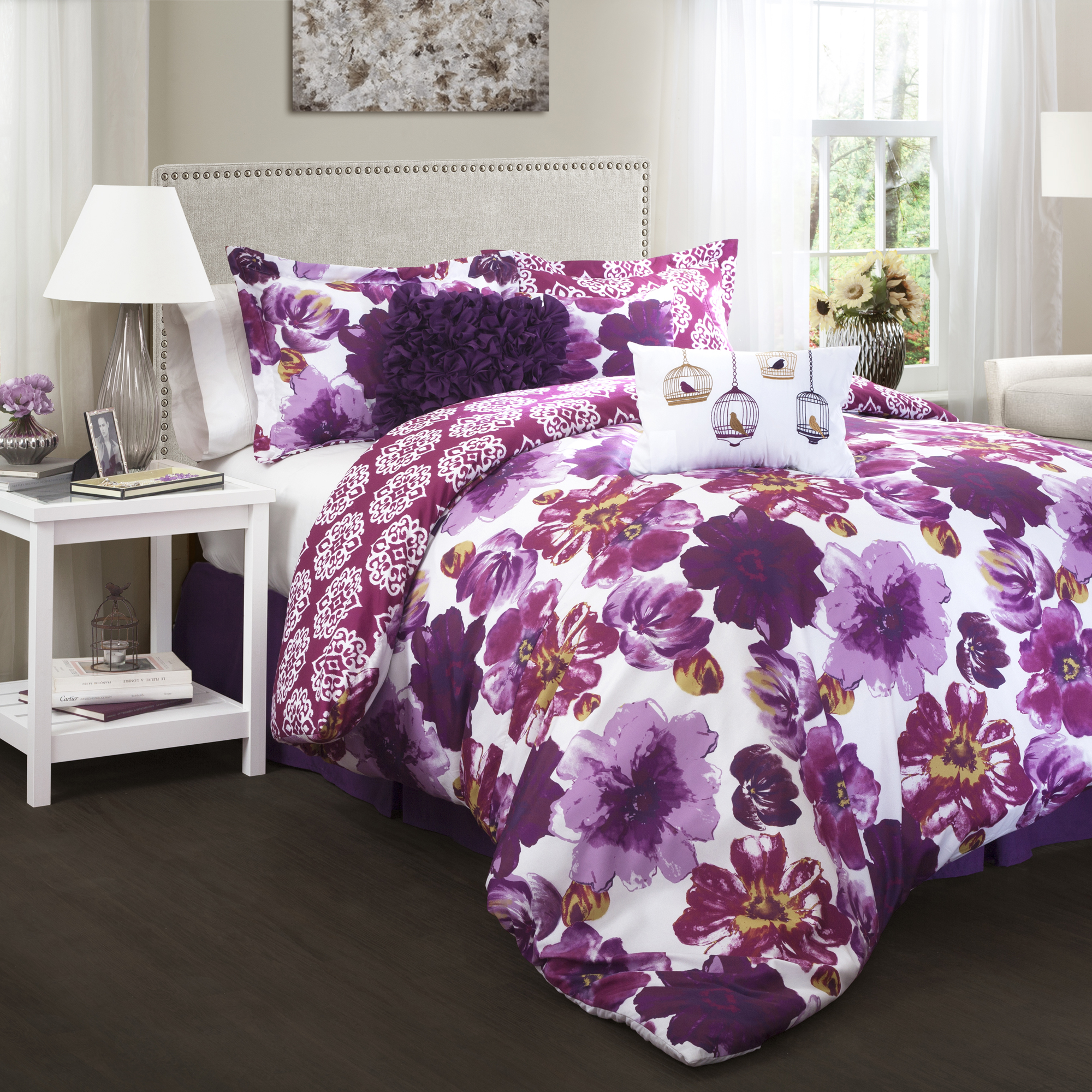 Lush Decor Leah Comforter Purple 7pc Set King