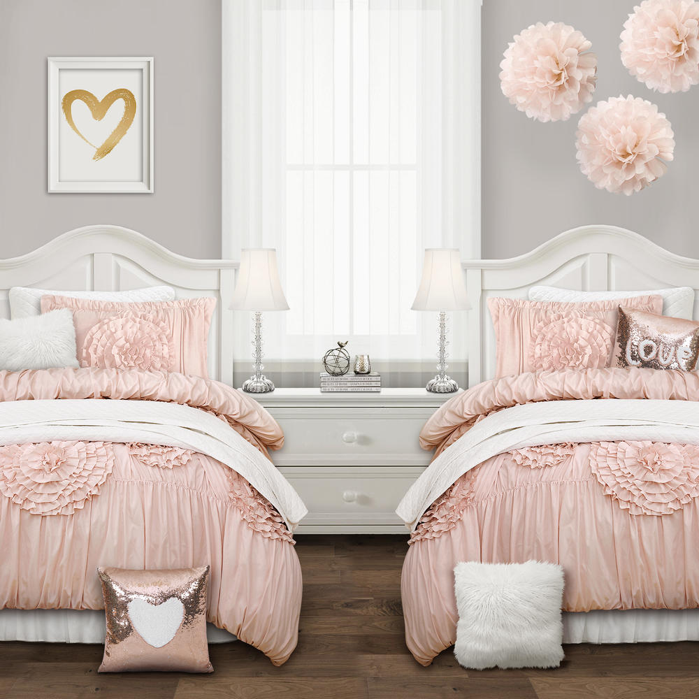 Lush Decor Serena Comforter Pink Blush 2Pc Set Twin XL