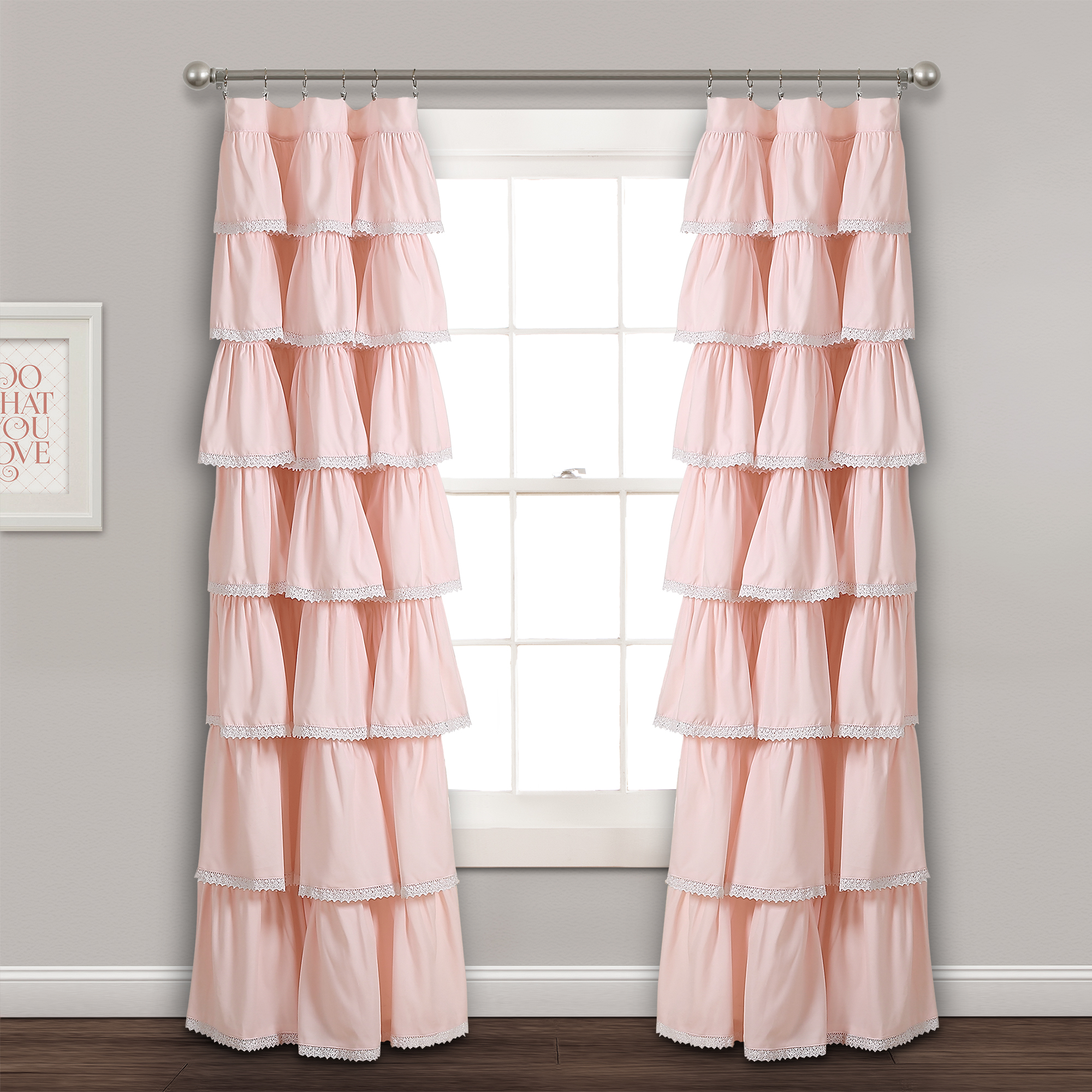 Lush Decor Lace Ruffle Window Curtain Panel 52x84