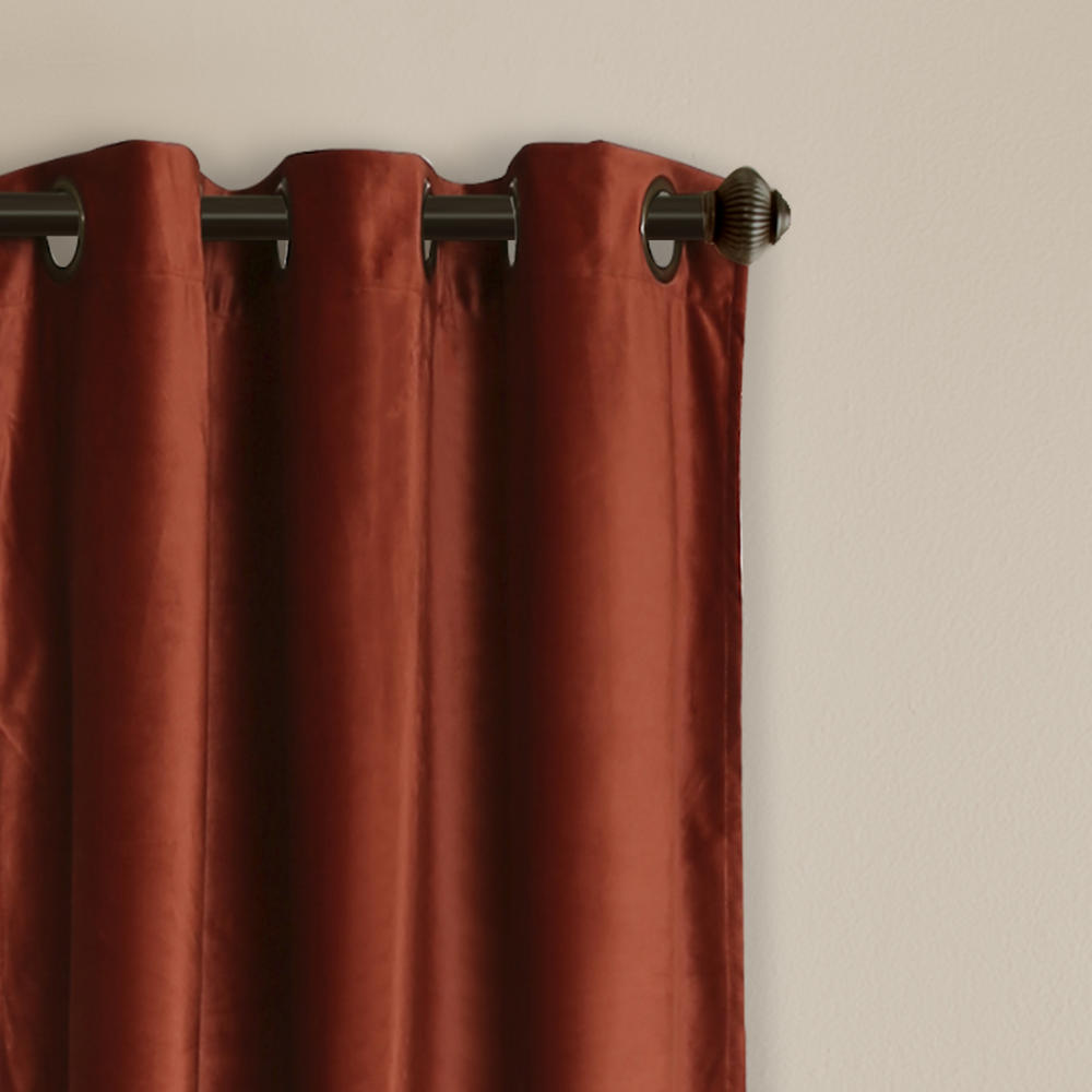 Lush Decor Prima Velvet Solid Room Darkening Window Curtain Rust Set 38X84
