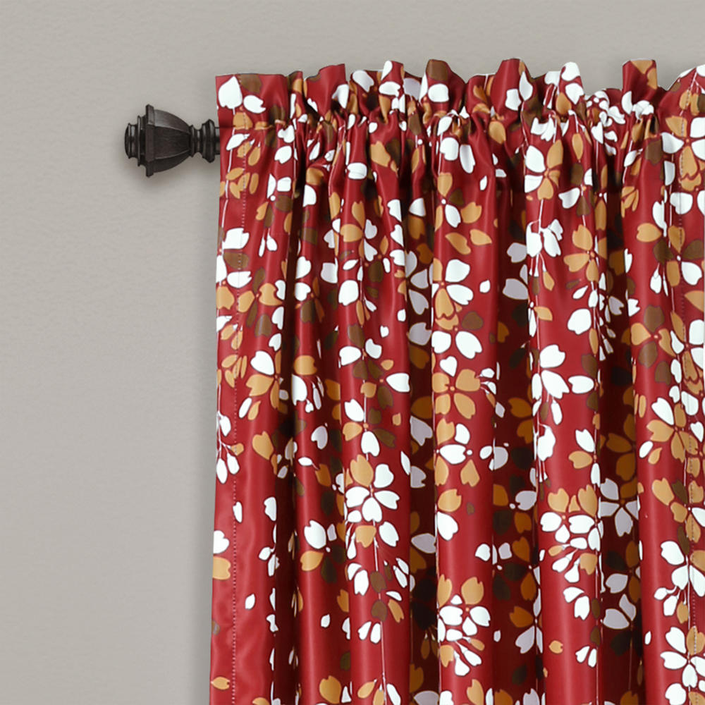 Lush Decor Weeping Flower Room Darkening Window Curtain Red Set 52x84+2