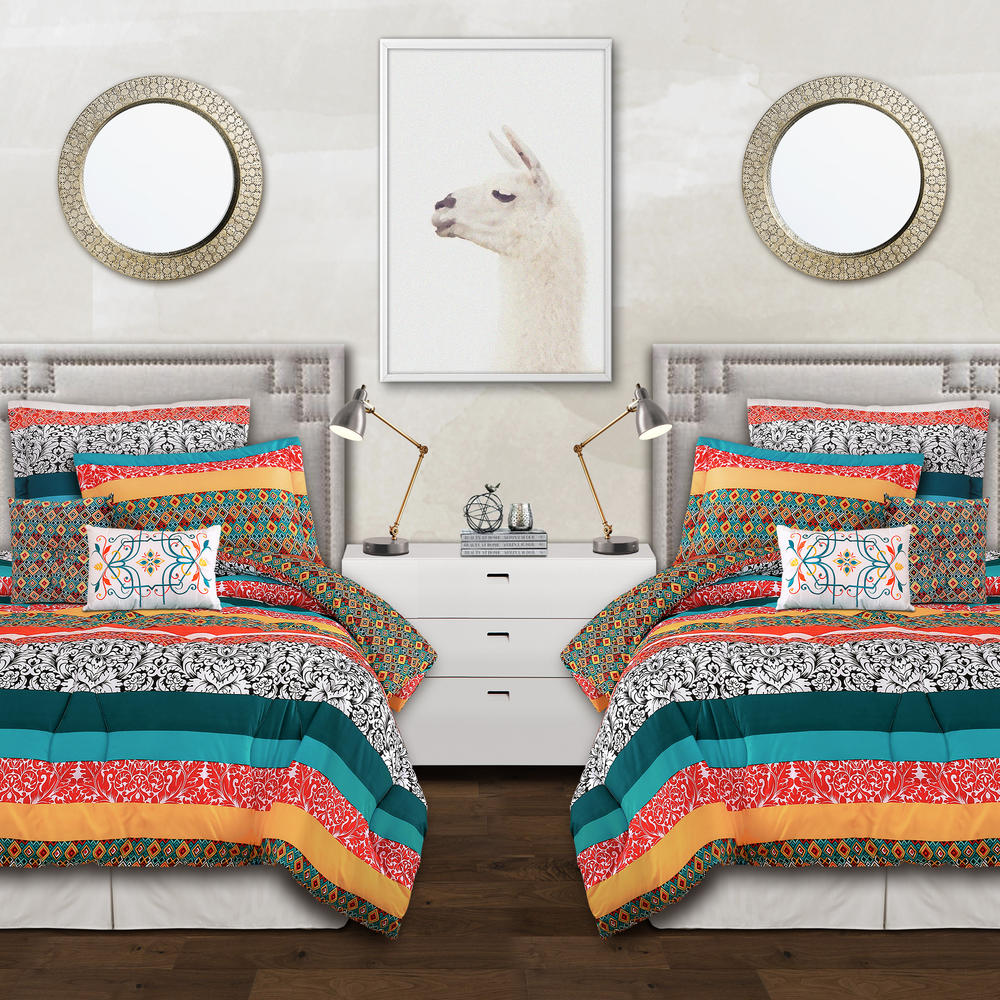 Lush Decor Boho Stripe 5-Piece Twin XL Comforter Set