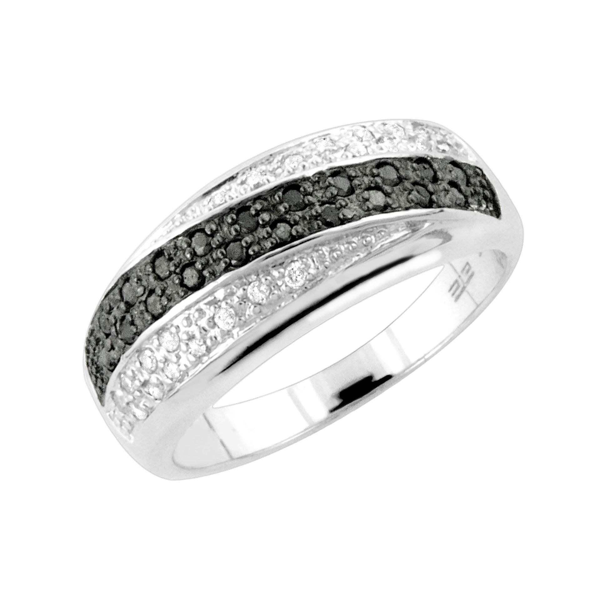 1/4 cttw Black and White Diamond Dome Ring - Size 7 Only