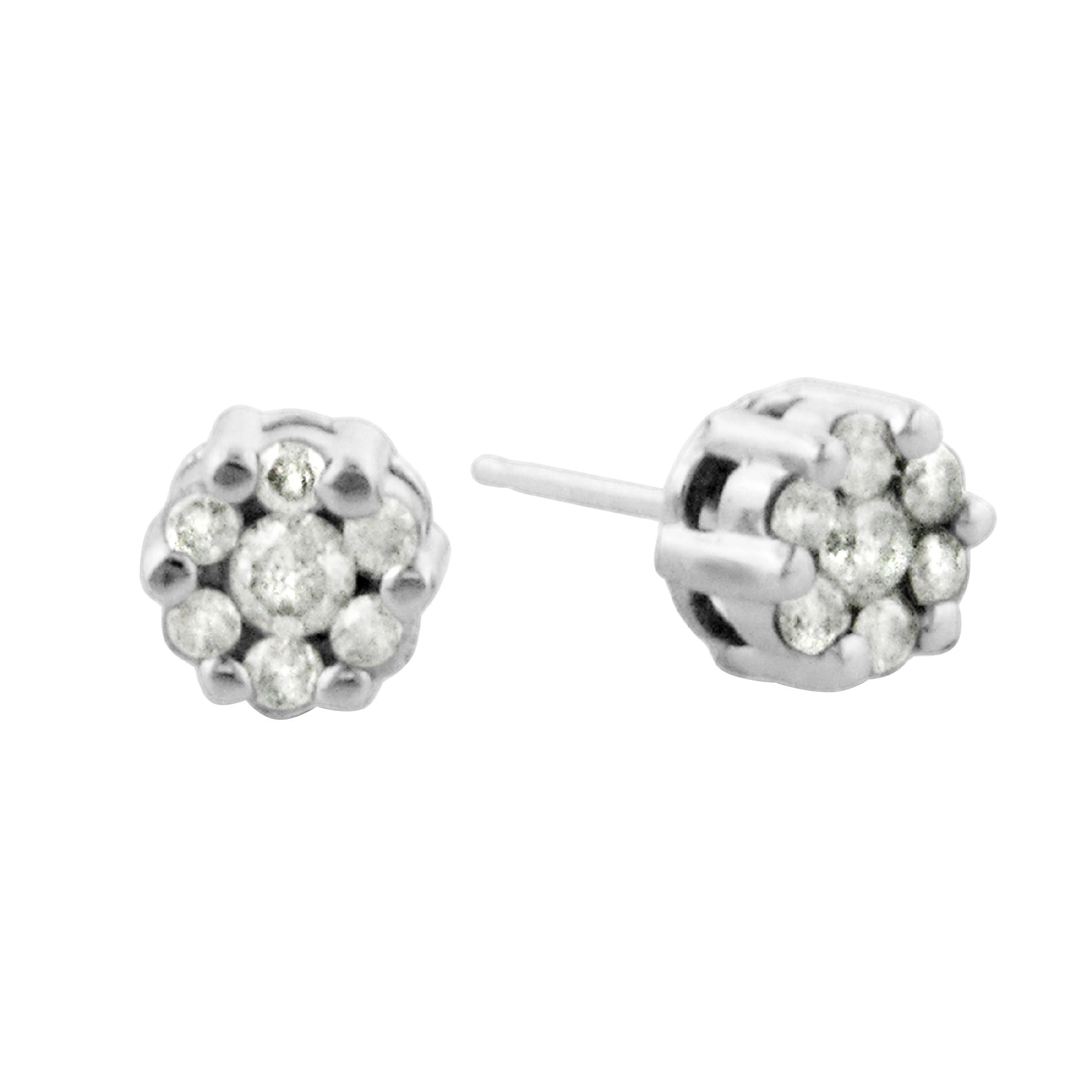 10kt White Gold 1/4cttw Round Diamond Composite Stud Earrings, Clear 10kt White Gold 1/4cttw Round Diamond Composite Stud Earrings, Clear