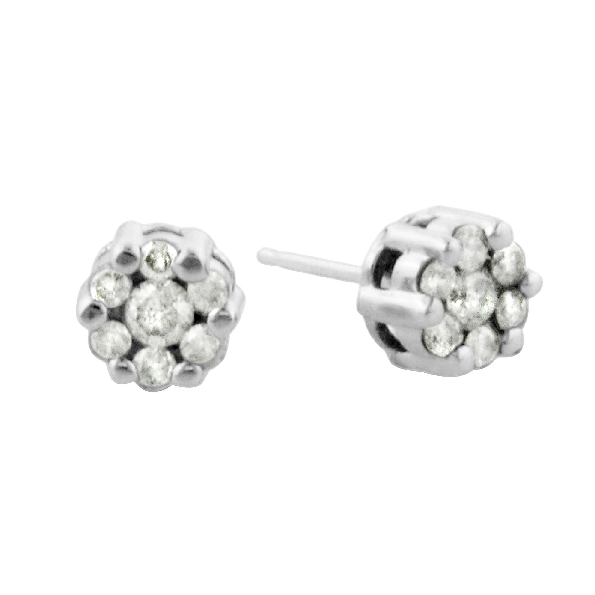 10kt White Gold 1/4cttw Round Diamond Composite Stud Earrings