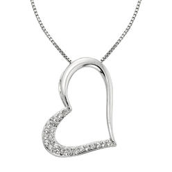 Sterling Silver w/White Sapphire Heart Pendant