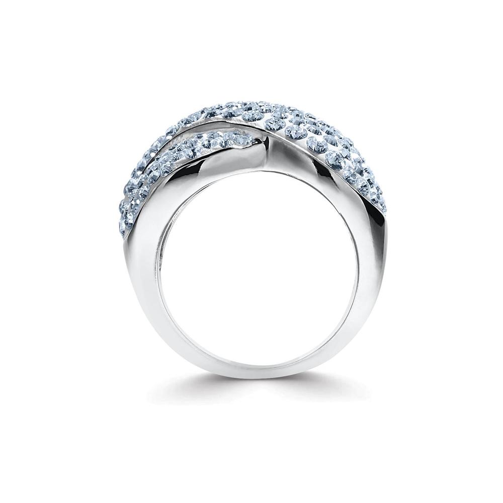 Shades Of Elegance Swarovski Crystal Platinum Over Bronze Crossover Ring - Size 7 Only