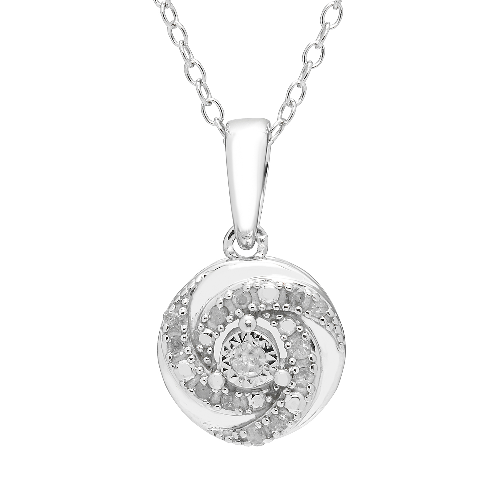 Sterling Silver 0.10 CTTW Diamond Swirl Pendant Shop