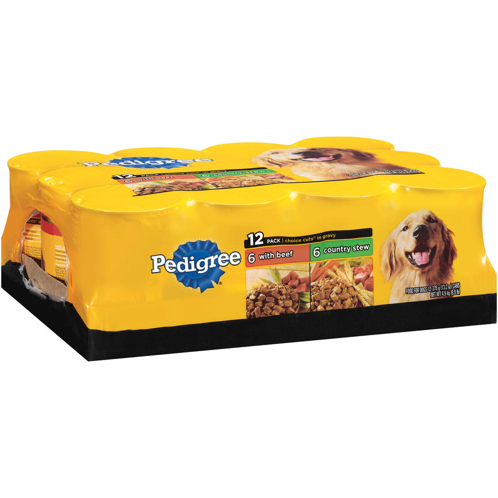 Pedigree Food For Dogs, Choice Cuts in Gravy, 12 - 13.2 oz (375 g) cans [9.9 lb (4.5 kg)]