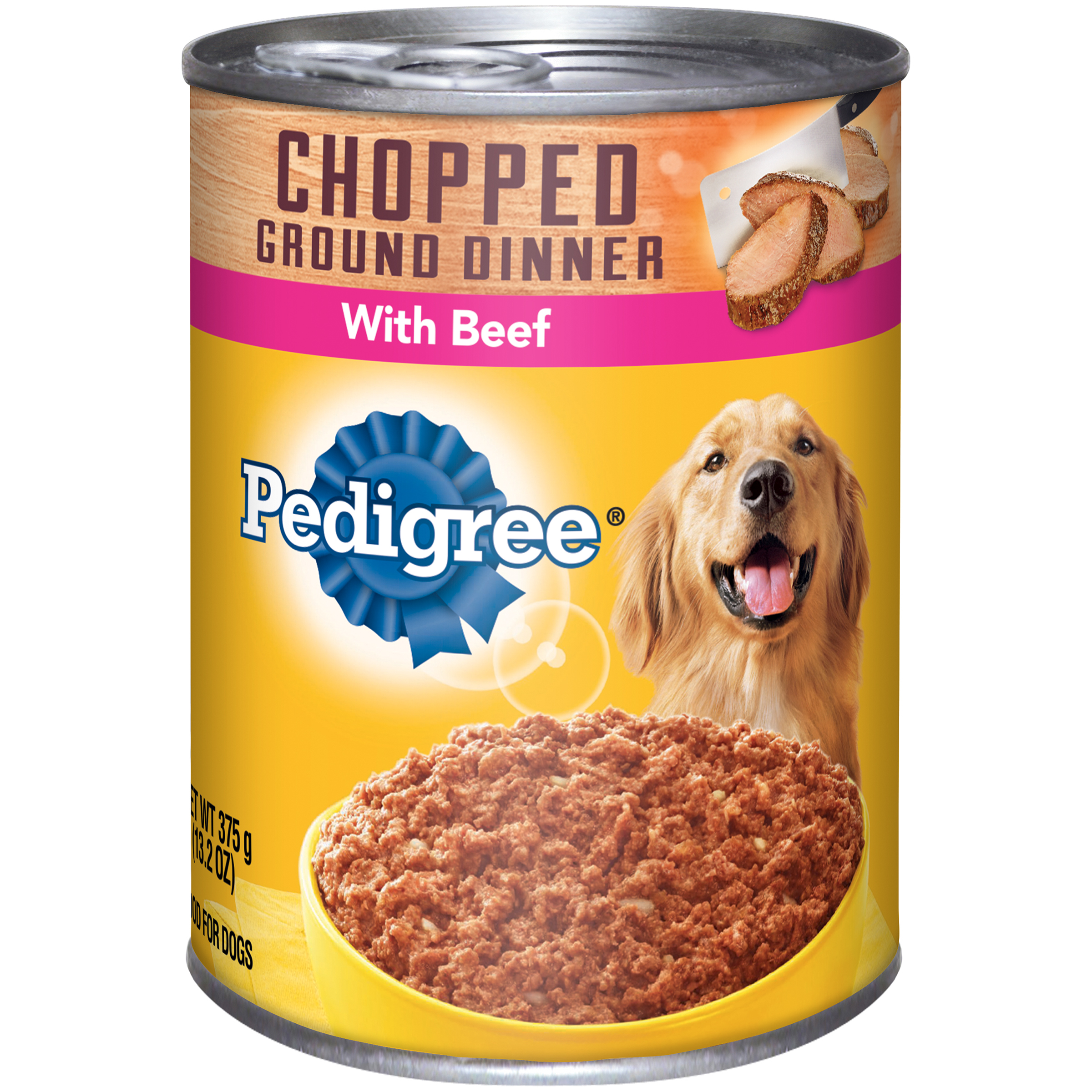 Pedigree Food for Adult Dogs, Traditional Ground Dinner with Chopped Beef, 13.2 oz (375 g)