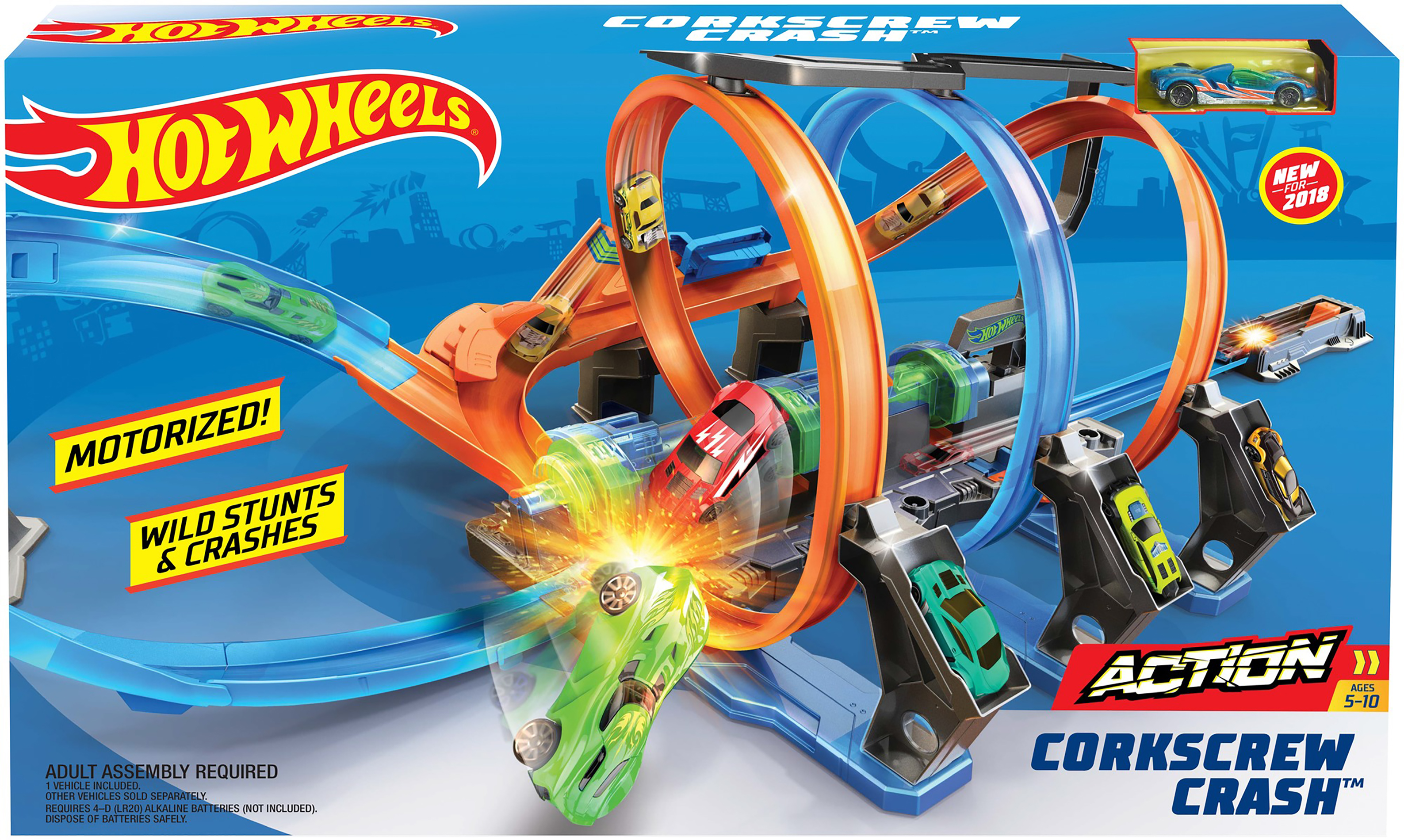 hot wheels corkscrew crash