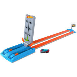 Hot Wheels Toy car Track Set Drag Strip champion with 1:64 Scale car, Head-To-Head Racing, connects to Other Sets