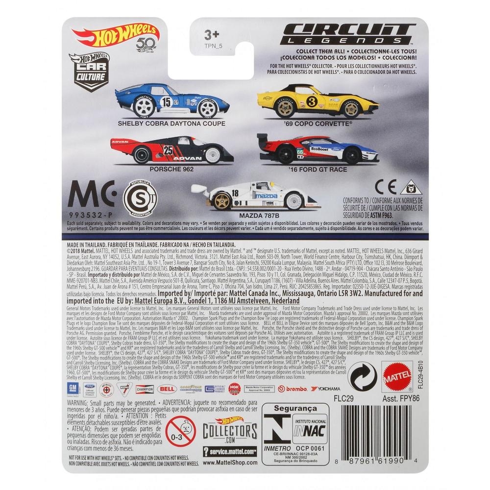 Hot Wheels CAR Culture Circuit Legends Porsche 962 Vehicle