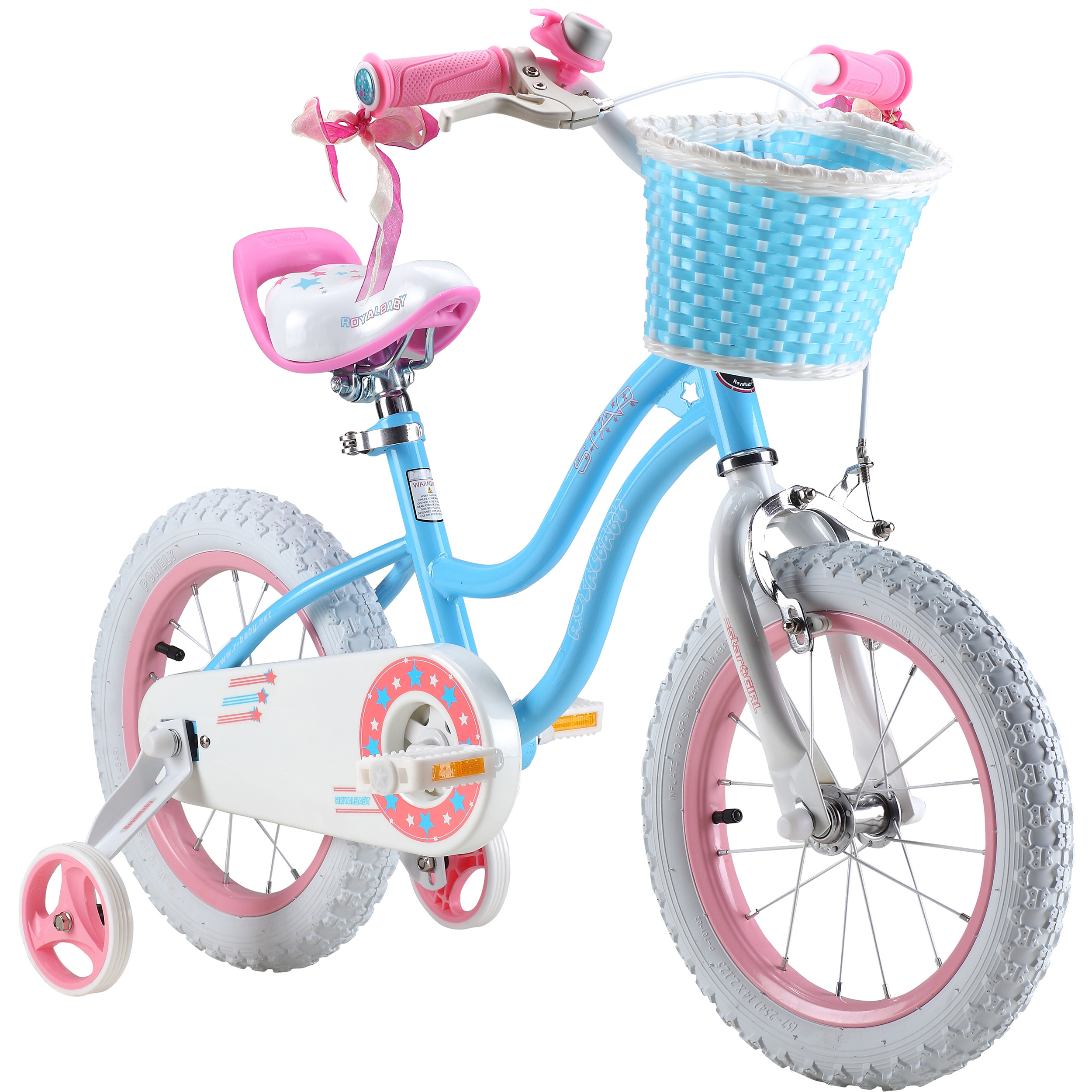 Royalbaby Stargirl Girls Bike With Training Wheels And Basket, Perfect Gift For Kids 12 Inch -5513